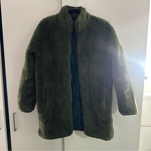 JCrew green sherpa coat